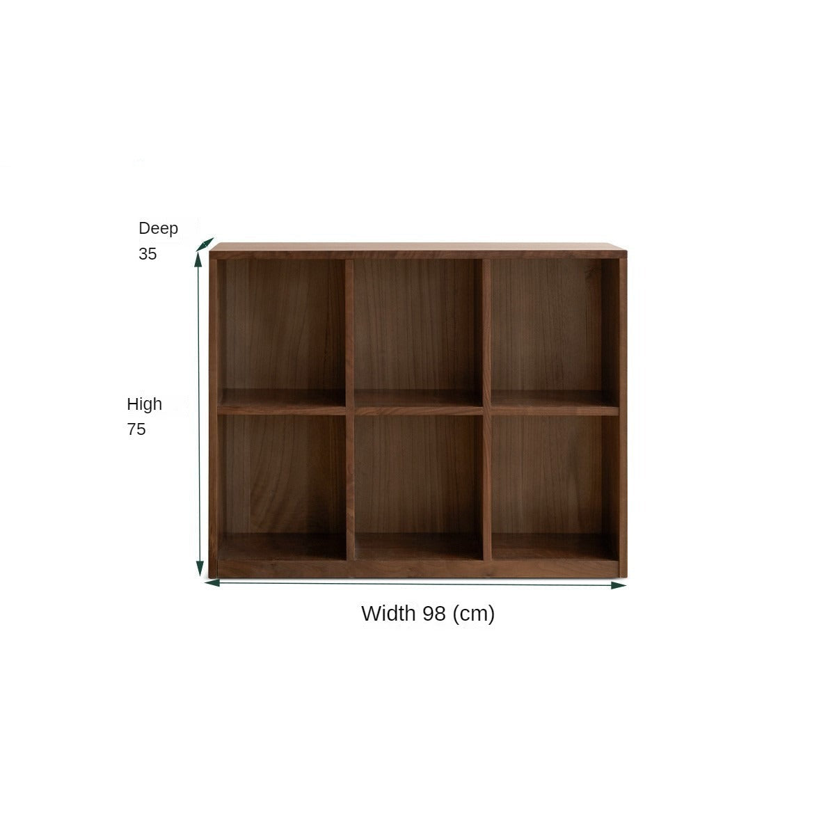 Black Walnut, Rubberwood Solid Wood Low Bookshelf Combination Floor-Standing Cabinet