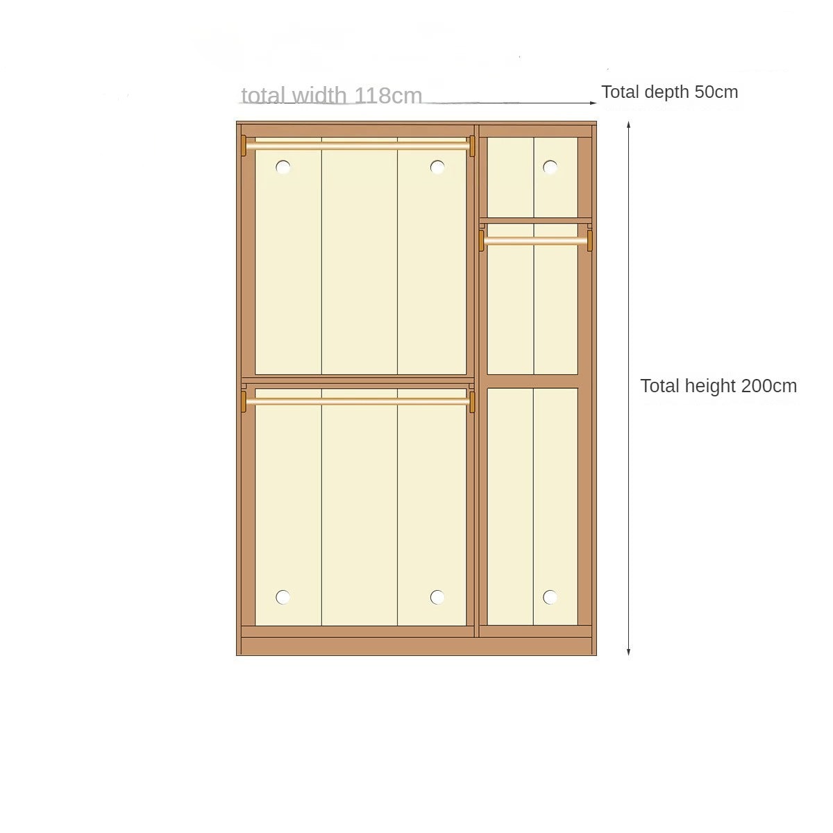 Oak Solid Wood Narrow Wardrobe.