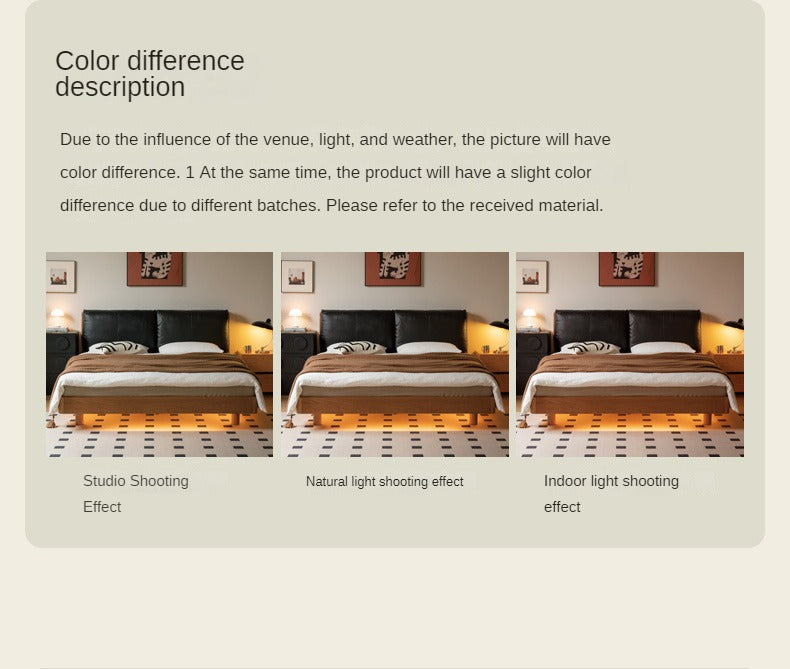 Cherry Solid Wood Leather Soft Suspended Bed