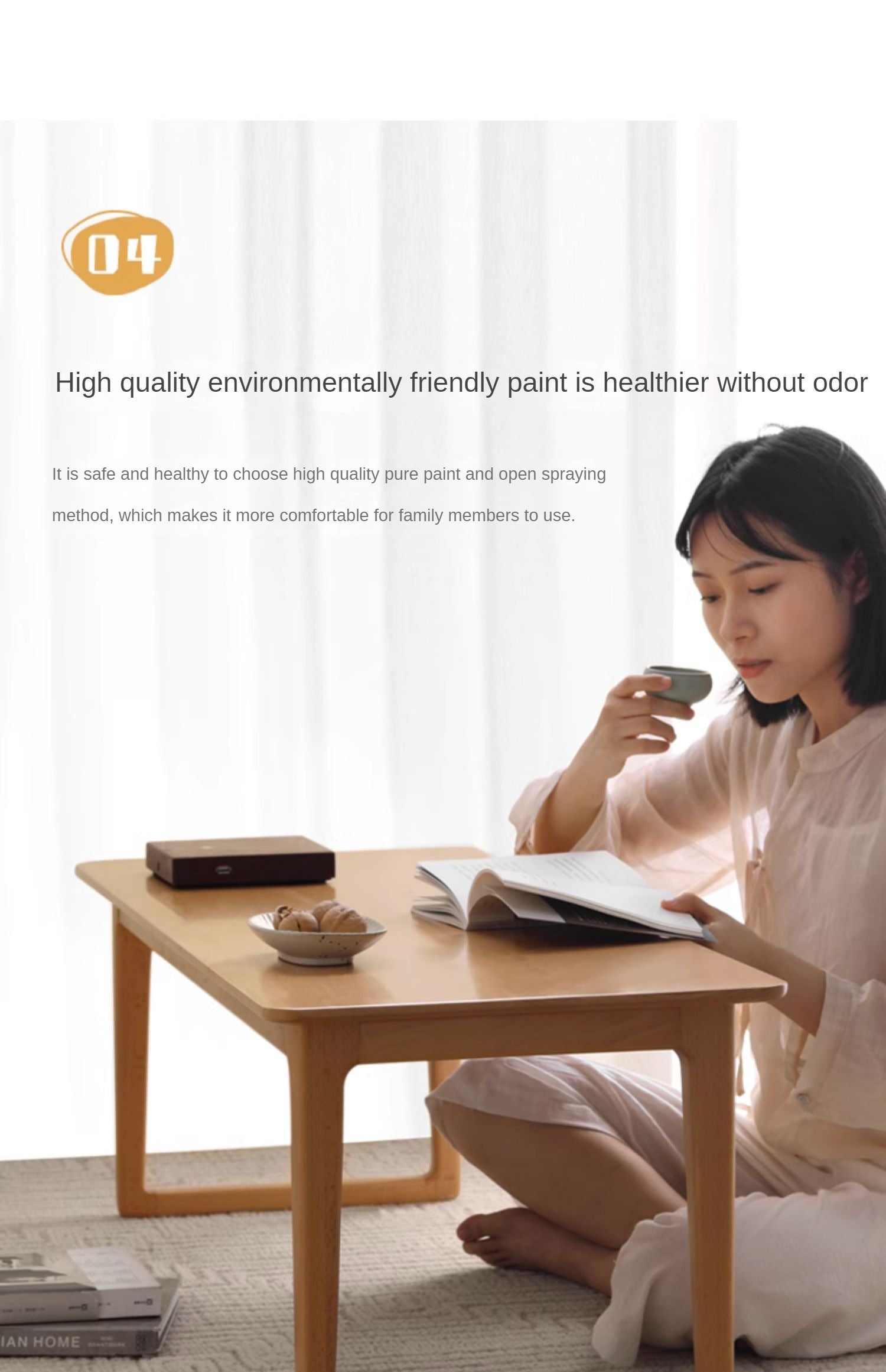 Beech Solid Wood Coffee Table, Bay Window Table