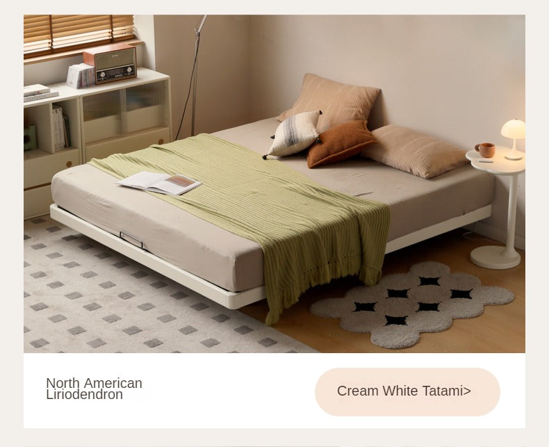 Black Walnut, Oak Solid Wood platform bed, headboard-free Suspended Bed