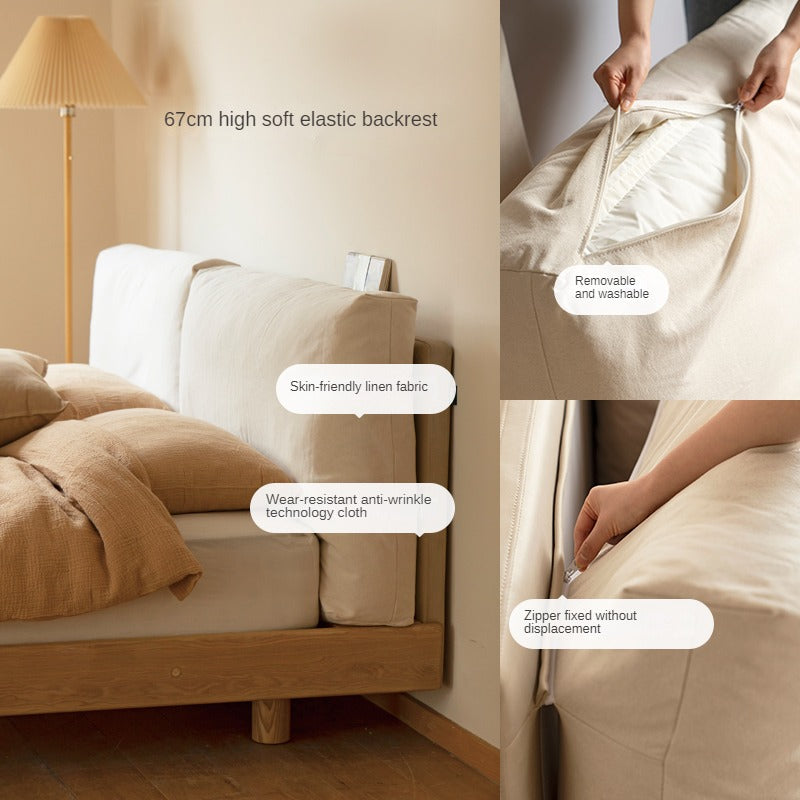 North American Black Walnut, Ash  Technology Cloth Suspended Soft Bed Modern