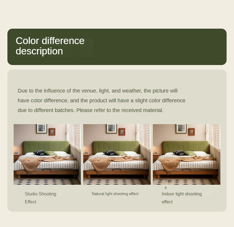 Cherry Solid Wood fabric Soft Bed