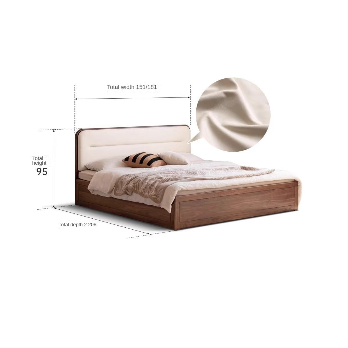 Black walnut solid wood storage box bed technology cloth soft back