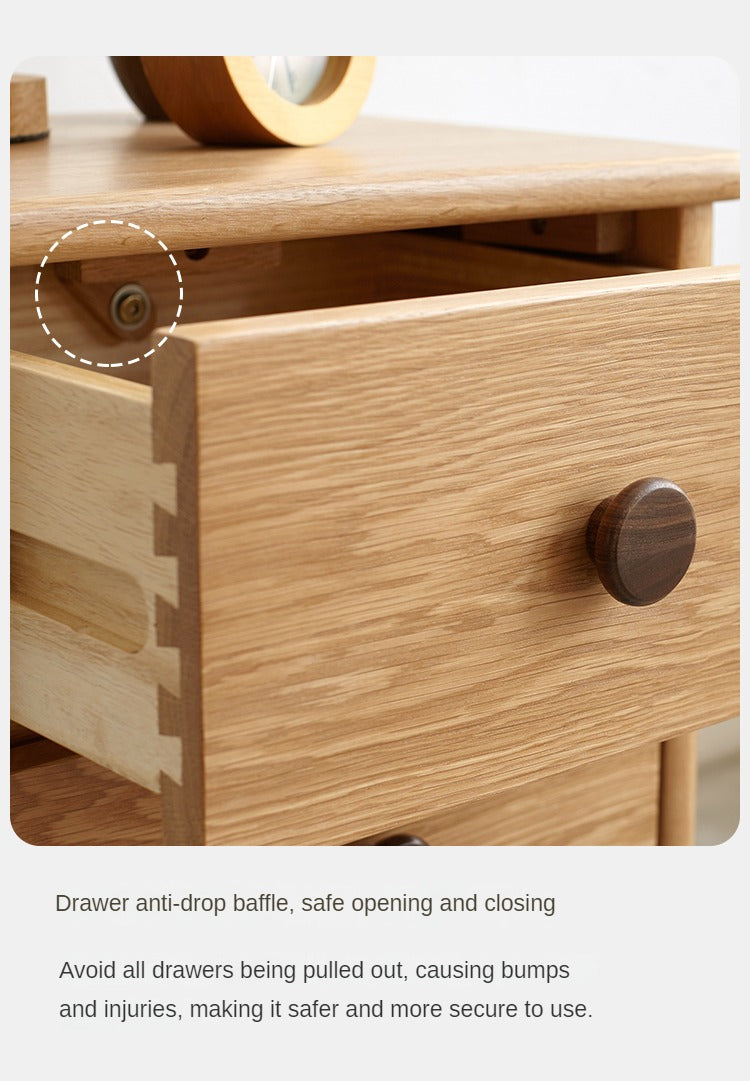 Oak, Beech Solid Wood Two-Drawer Nightstand