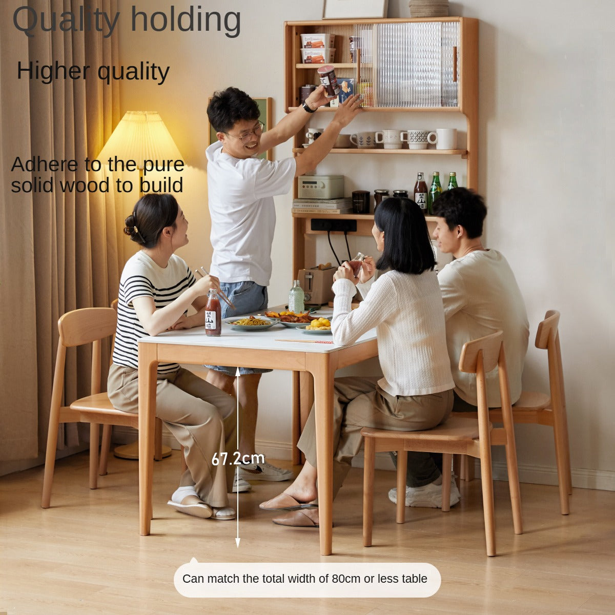Beech Solid Wood Ultra-thin Dining Sideboard