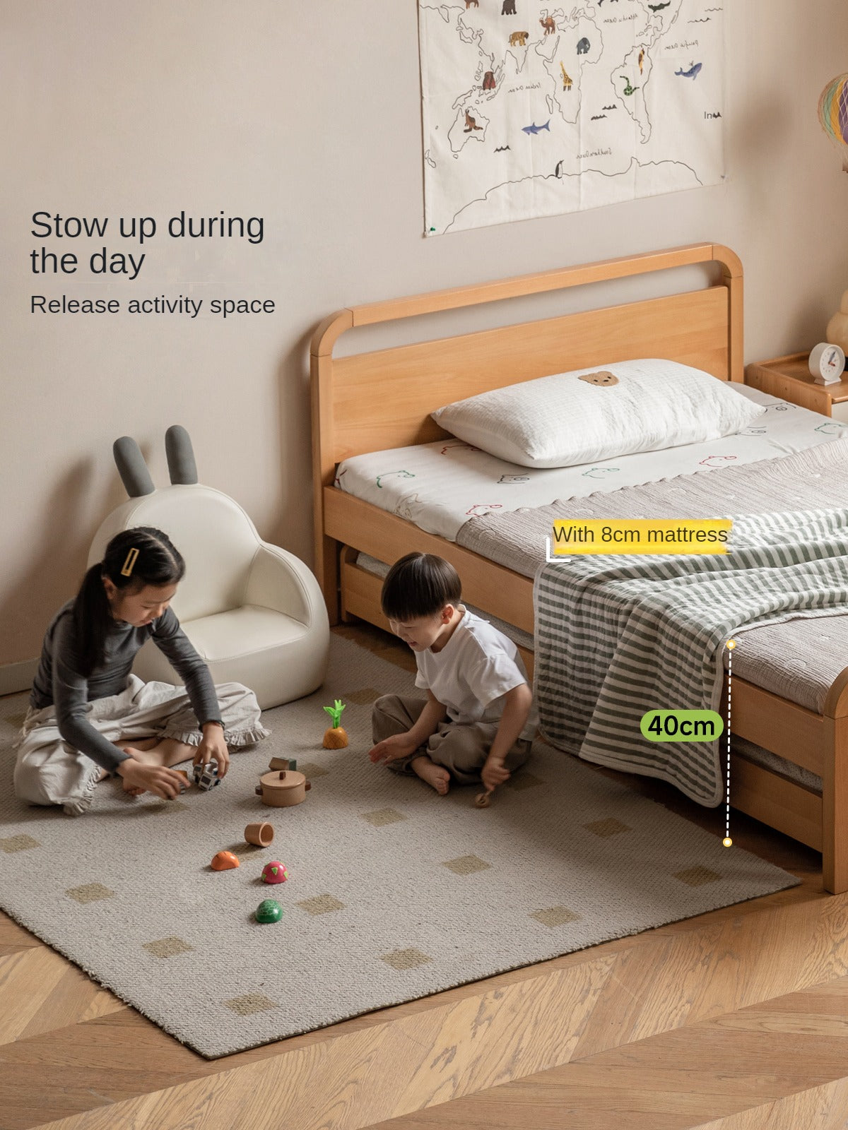 Beech Solid wood Space-saving bunk bed , mother's helper bed<