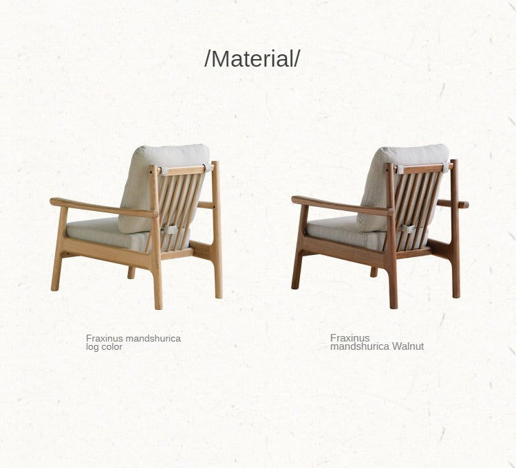 Ash Solid Wood Fabric Leisure Sofa Chair.