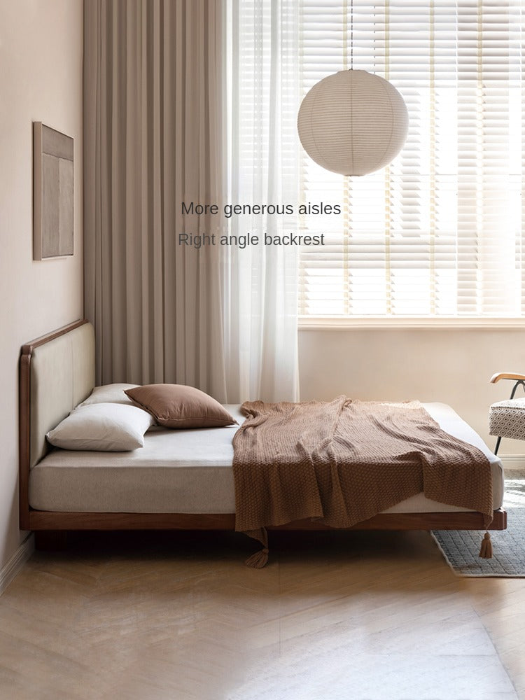 North American Black Walnut, Oak Technical Cloth Organic Leather Soft Suspended Bed