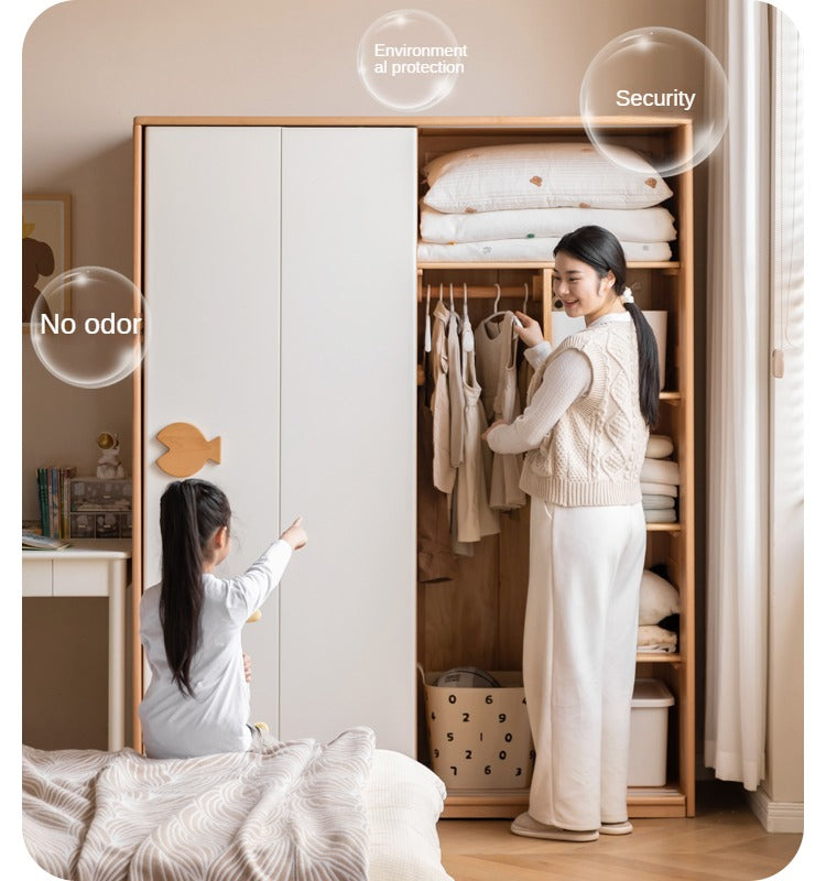 Beech Solid Wood Kids Wardrobe Sliding Door
