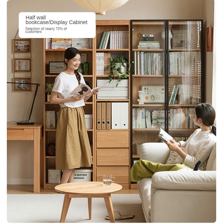 Oak, Solid Rubberwood Bookshelf, Bookcase