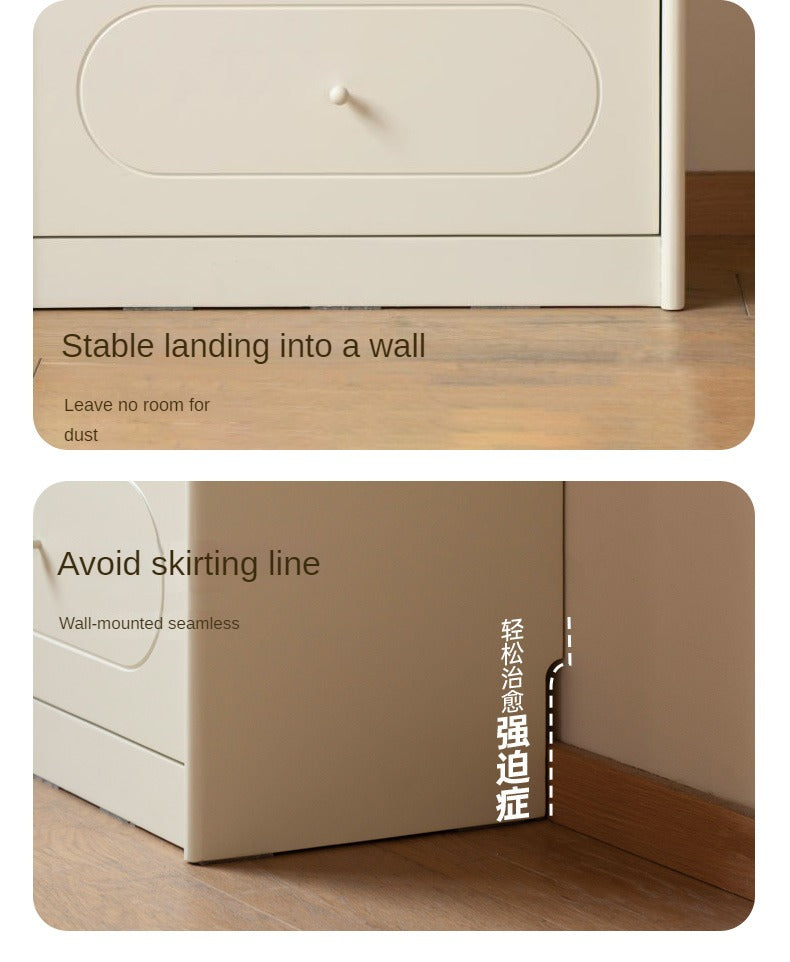 Poplar Solid Wood Bookcase White With Glass Door French Cream Style