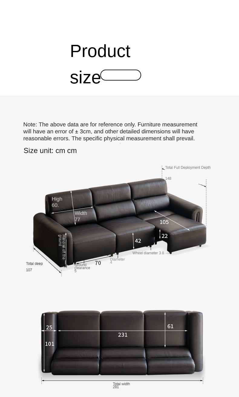 Genuine leather Sofa Bed Italian Light Luxury.