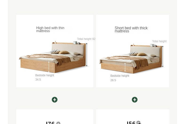 Oak Solid Wood Box Bed Storage Bed Technology Loth, Fabric