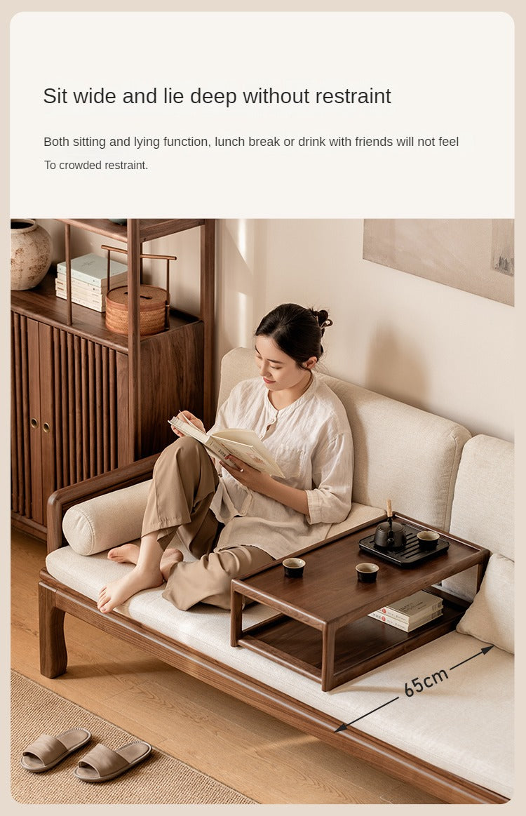 Black Walnut, Oak Solid Wood Dual Use Sofa,