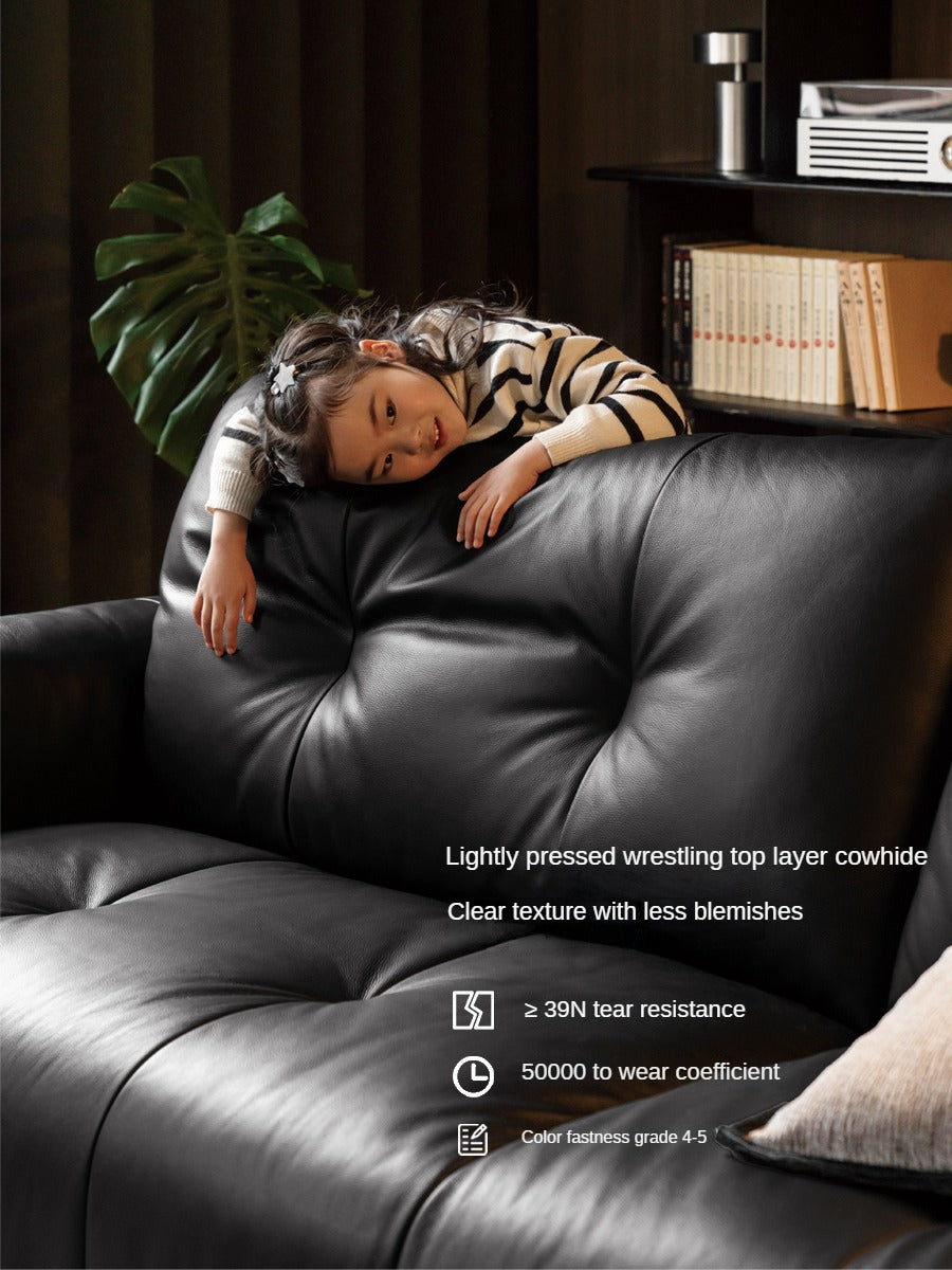 Top Layer Cowhide Leather Straight Sofa,