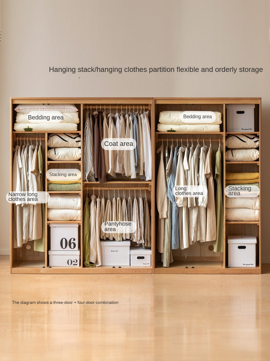 Oak Solid Wood Locker Modern Wardrobe.