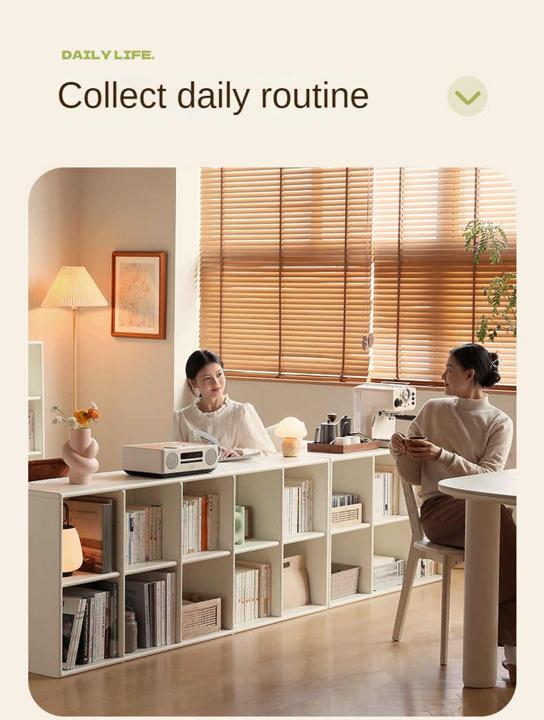 Poplar Solid Wood Bookcase Free Combination Cream Style