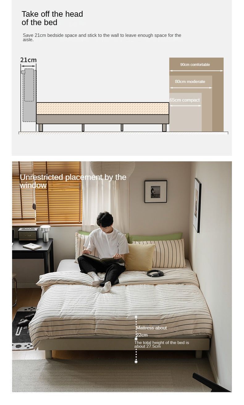 Poplar solid wood Platform Bed, Headboard-Free Bed,