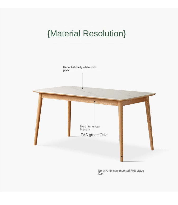 Oak Solid Wood Dining Table With Rock Slab Surface