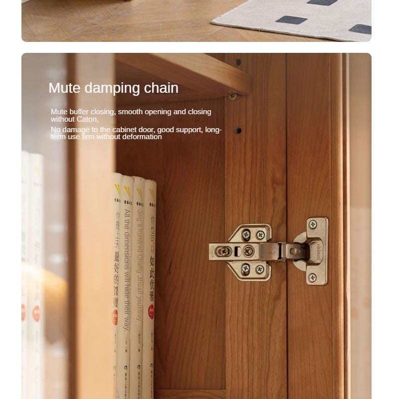 Cherry Solid Wood Bookcase Floor-Standing Free Combination Bookshelf