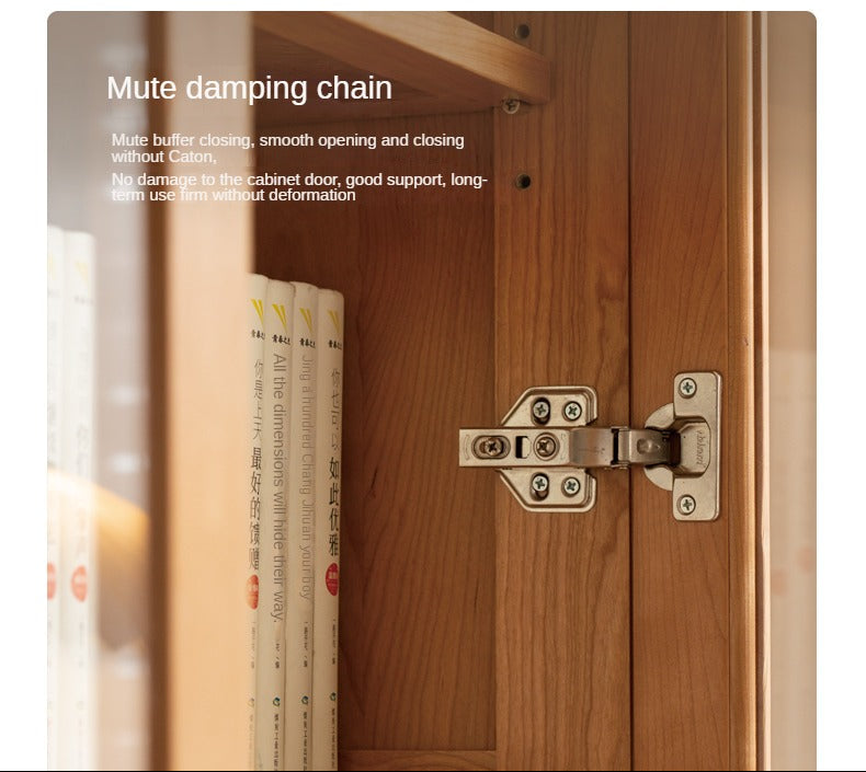 Cherry Solid Wood Bookcase Floor-Standing Free Combination Bookshelf