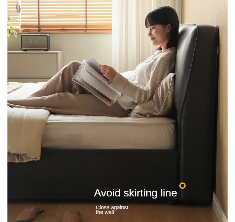 First Layer Of Yellow Cowhide Black Bed