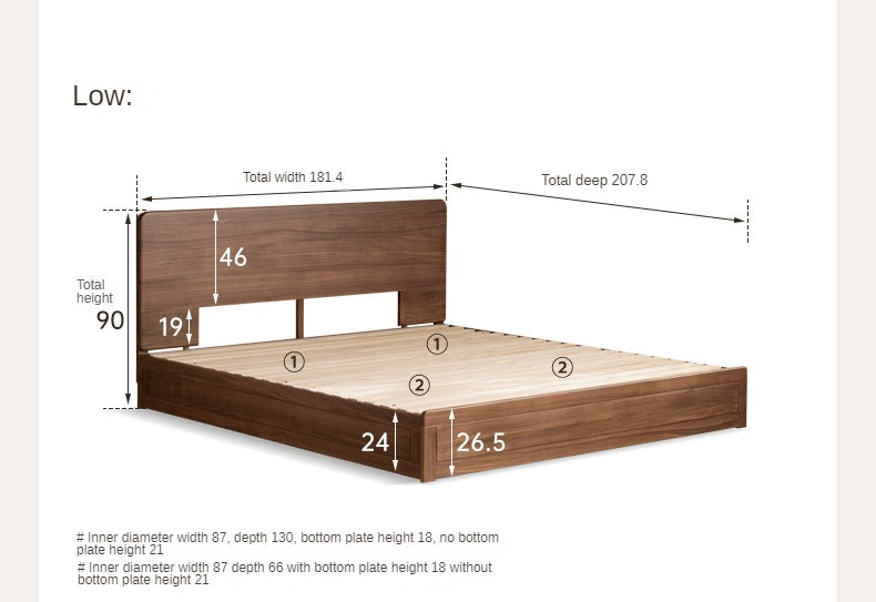 Black Walnut, Oak Solid Wood Bed Box Modern