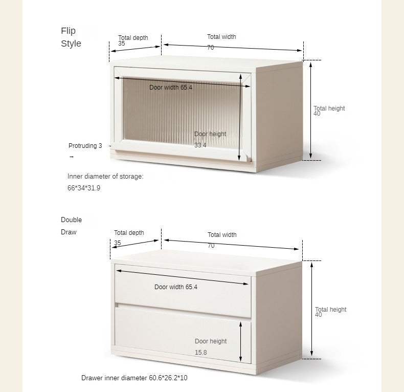 Poplar Solid Wood TV Cabinet Floor Cabinet Cream Style