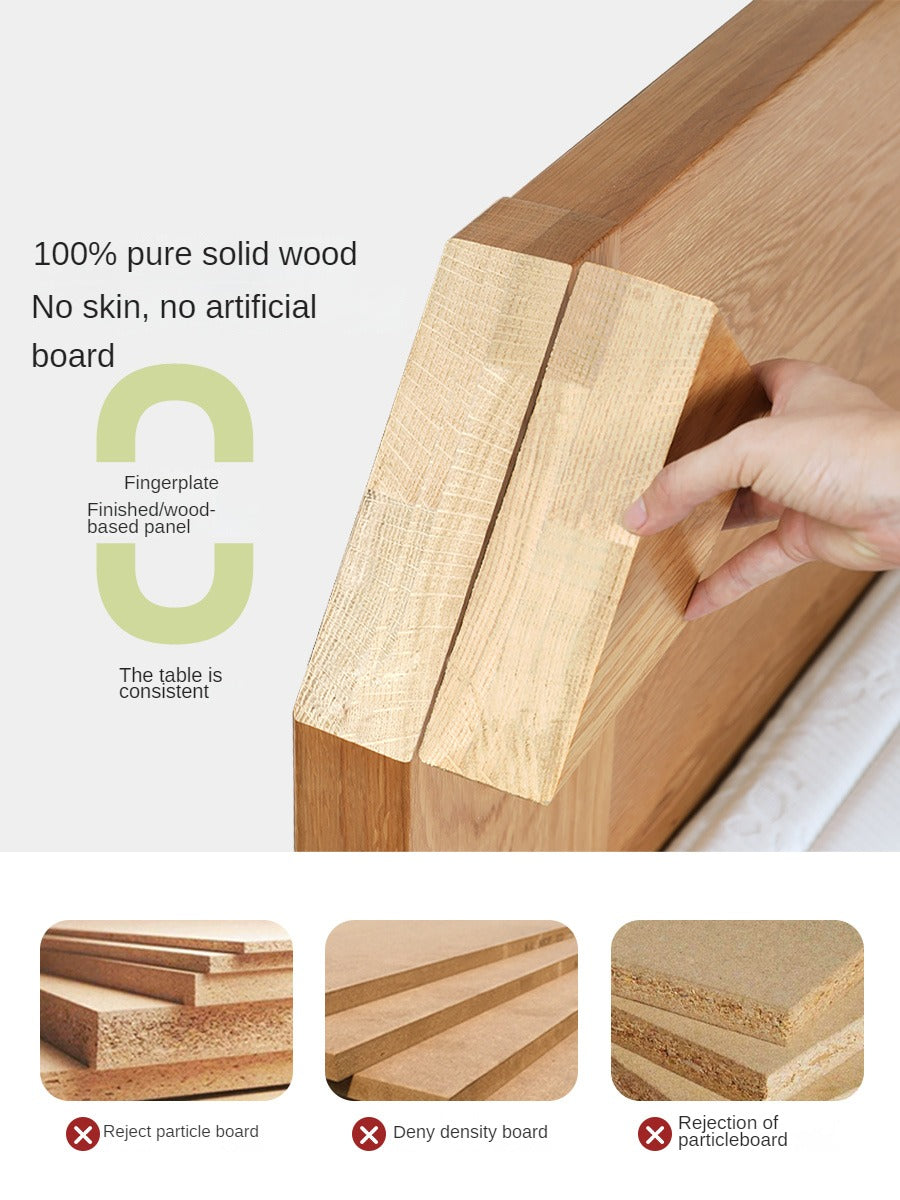 Oak, Beech Solid Wood With Light And Bookshelf Bed