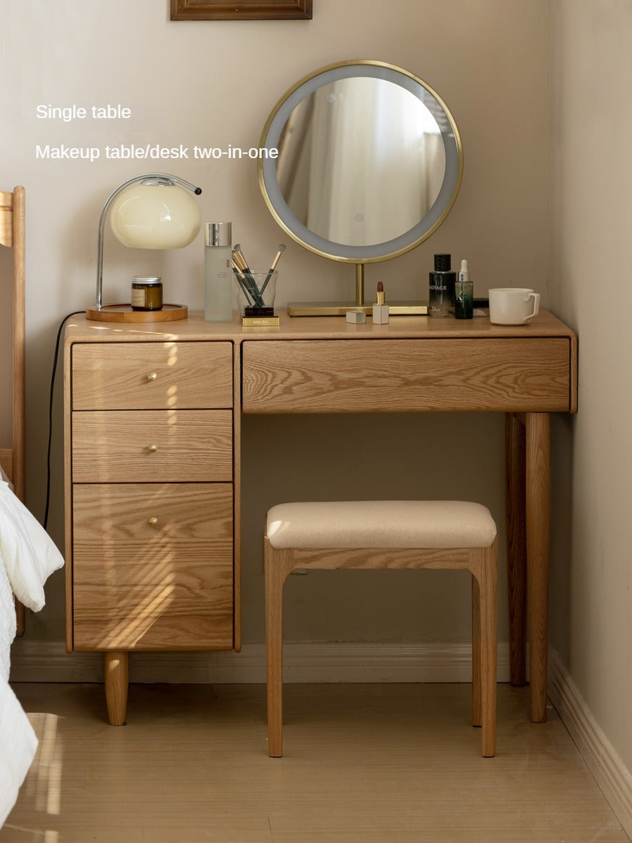 Oak Solid Wood Dressing Table Atmosphere With Lights.