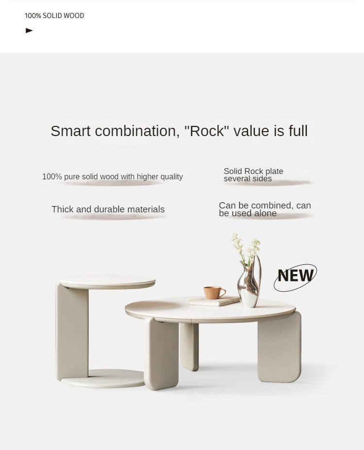 Poplar Solid Wood Rock Plate Combination Coffee Table.