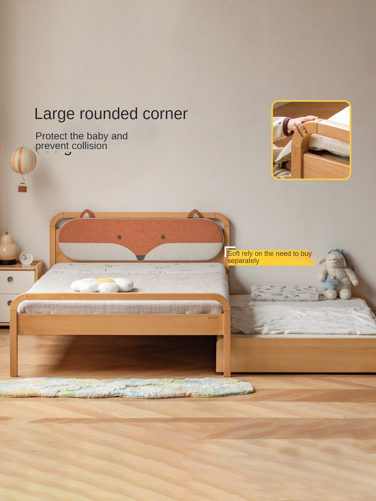 Beech Solid wood Space-saving bunk bed , mother's helper bed<