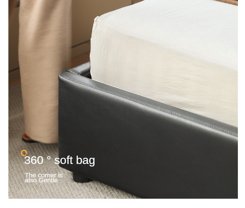 First Layer Of Yellow Cowhide Black Bed