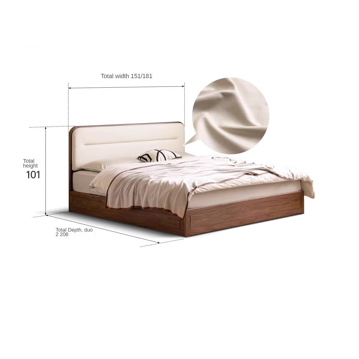 Black walnut solid wood storage box bed technology cloth soft back