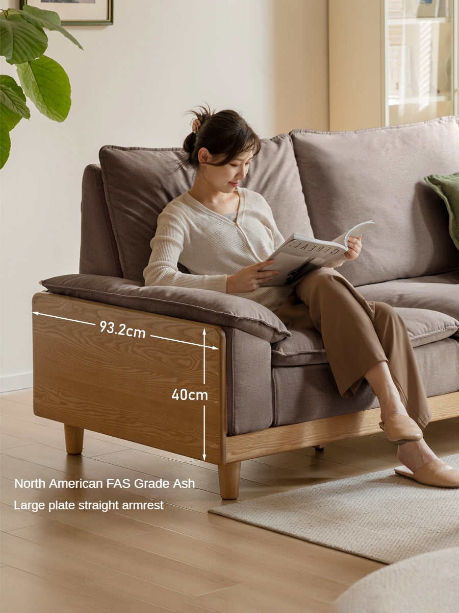 Ash Solid Wood Straight Sofa Modern.