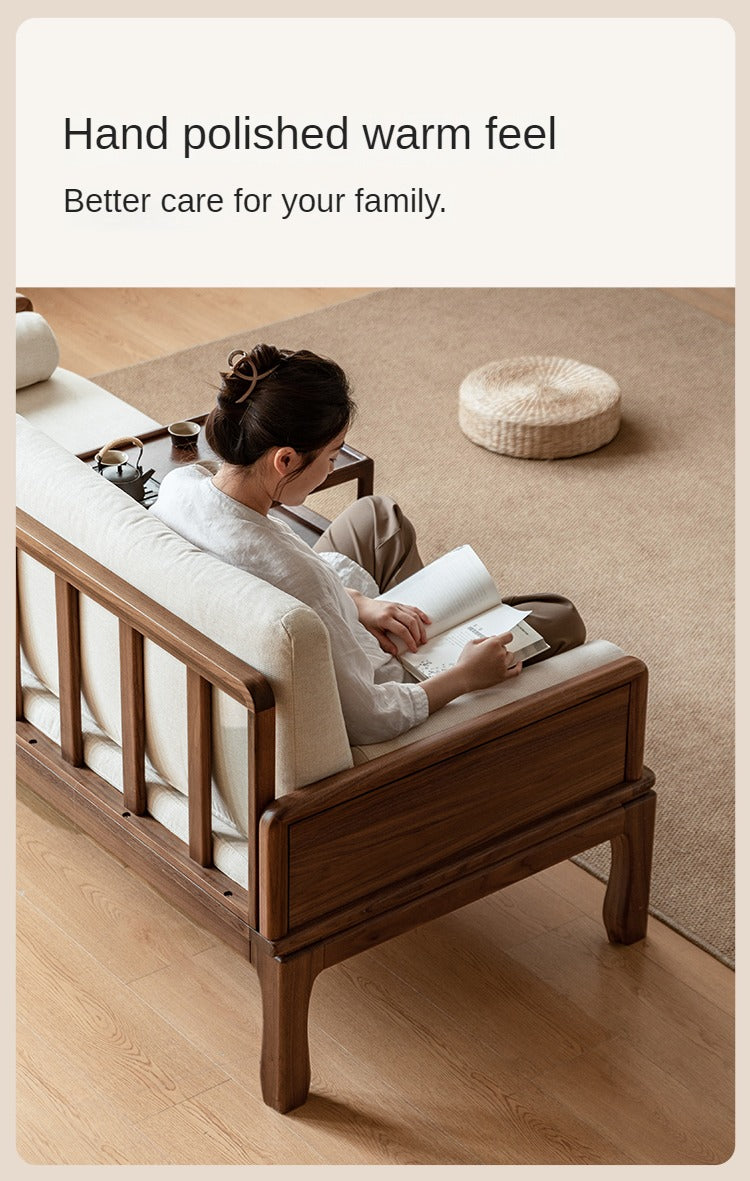 Black Walnut, Oak Solid Wood Dual Use Sofa,