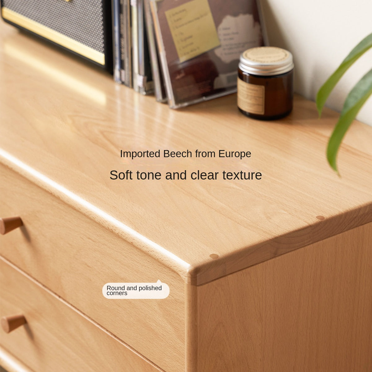 European Beech Solid Wood Large Capacity TV Cabinet.