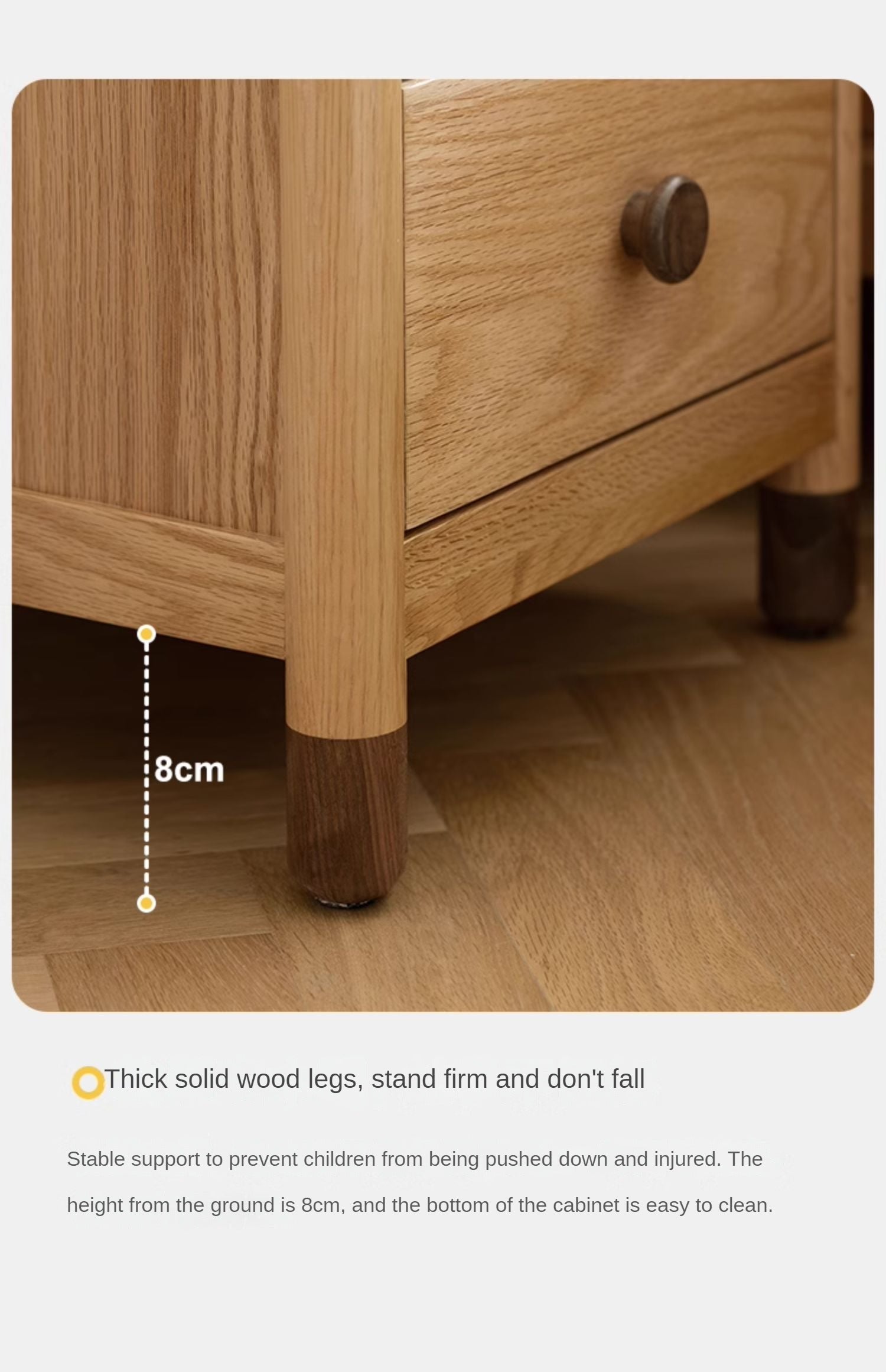 Oak, Beech Solid Wood Two-Drawer Nightstand
