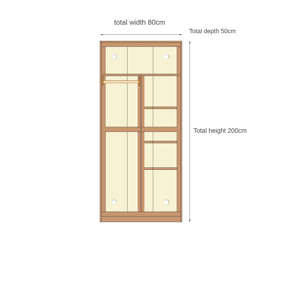 Oak Solid Wood Narrow Wardrobe.