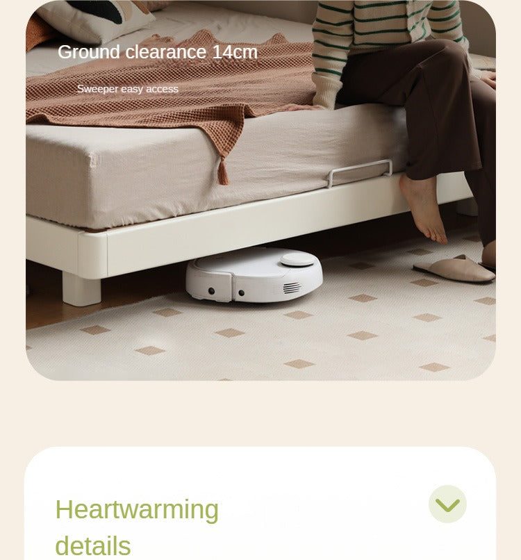 Poplar, Rubberwood Solid Wood Bed Modern Simple Cream Style