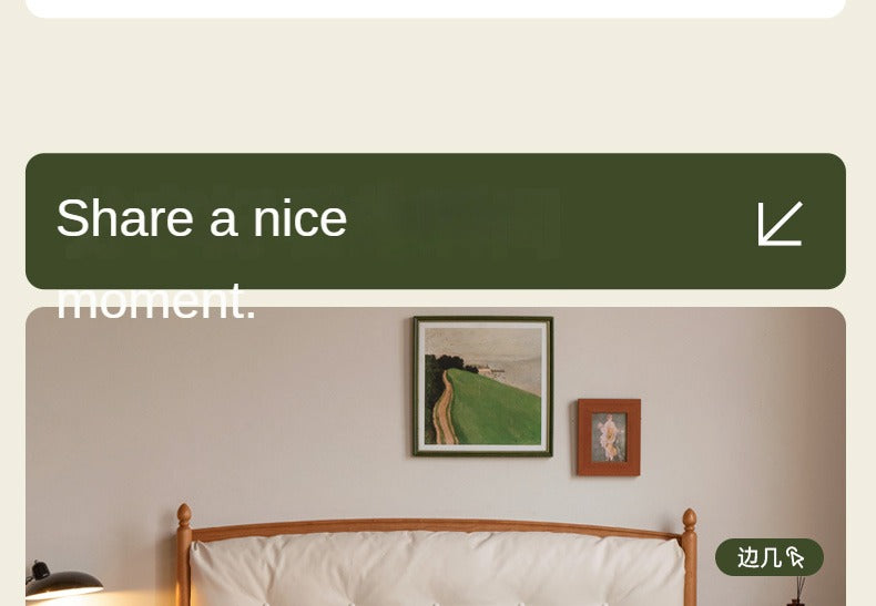 Cherry Solid Wood Soft Retro Bed