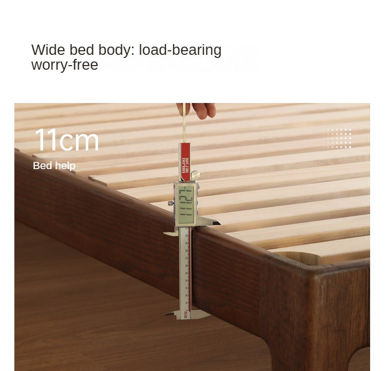 Oak, Rubberwood Solid Wood Genuine Leather, eco Leather Bed Modern