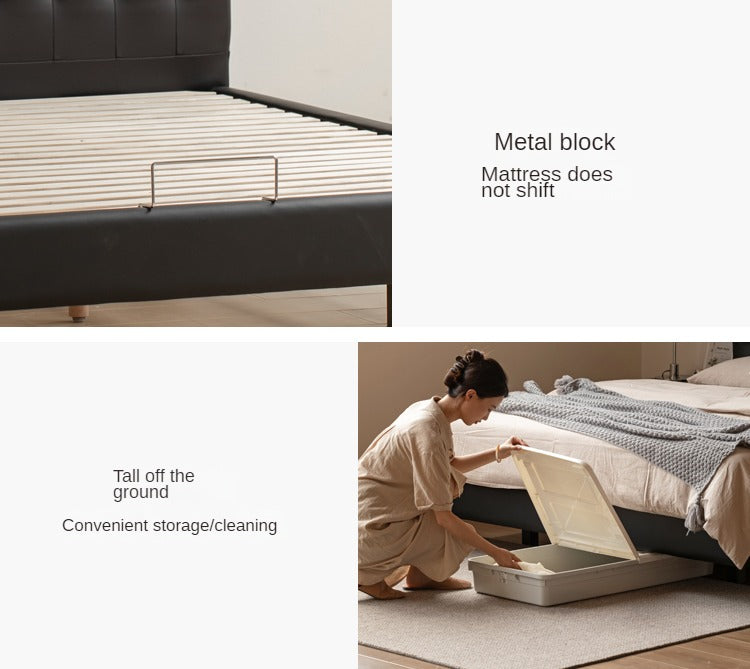 First Layer Of Yellow Cowhide Bed Suspension Bed Black