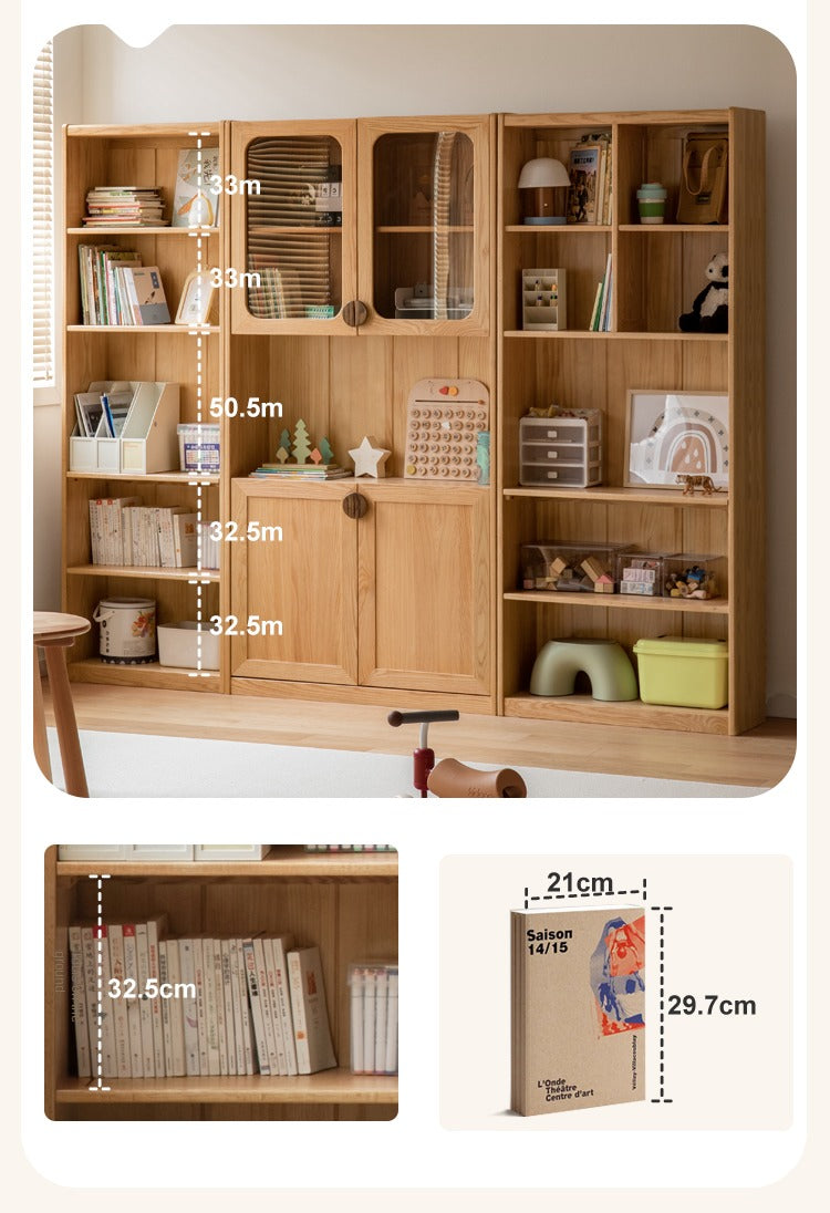 Oak Solid Wood Small Kids Bookshelf.
