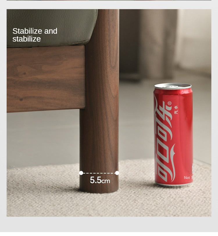 Black Walnut Solid Wood Leather Sofa Modern,