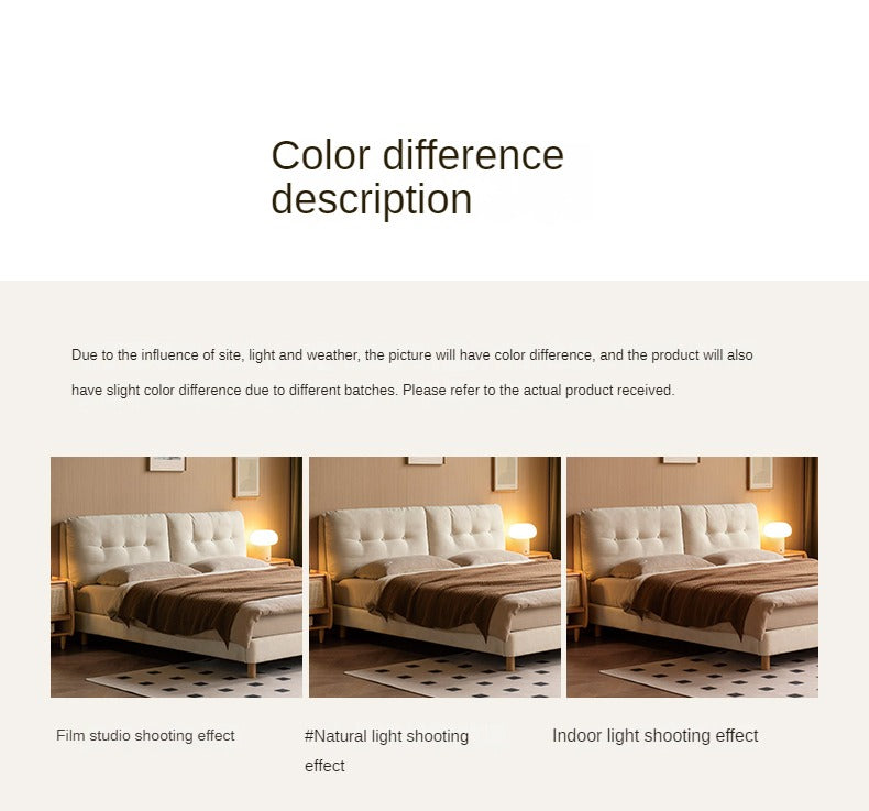 Fabric Soft Bed White Cream Style