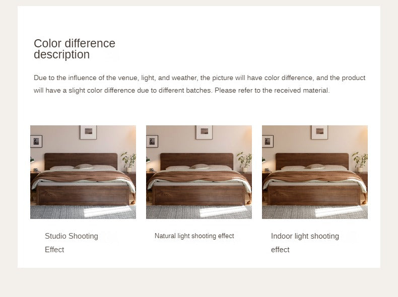 Black Walnut, Oak Solid Wood Bed Box Modern