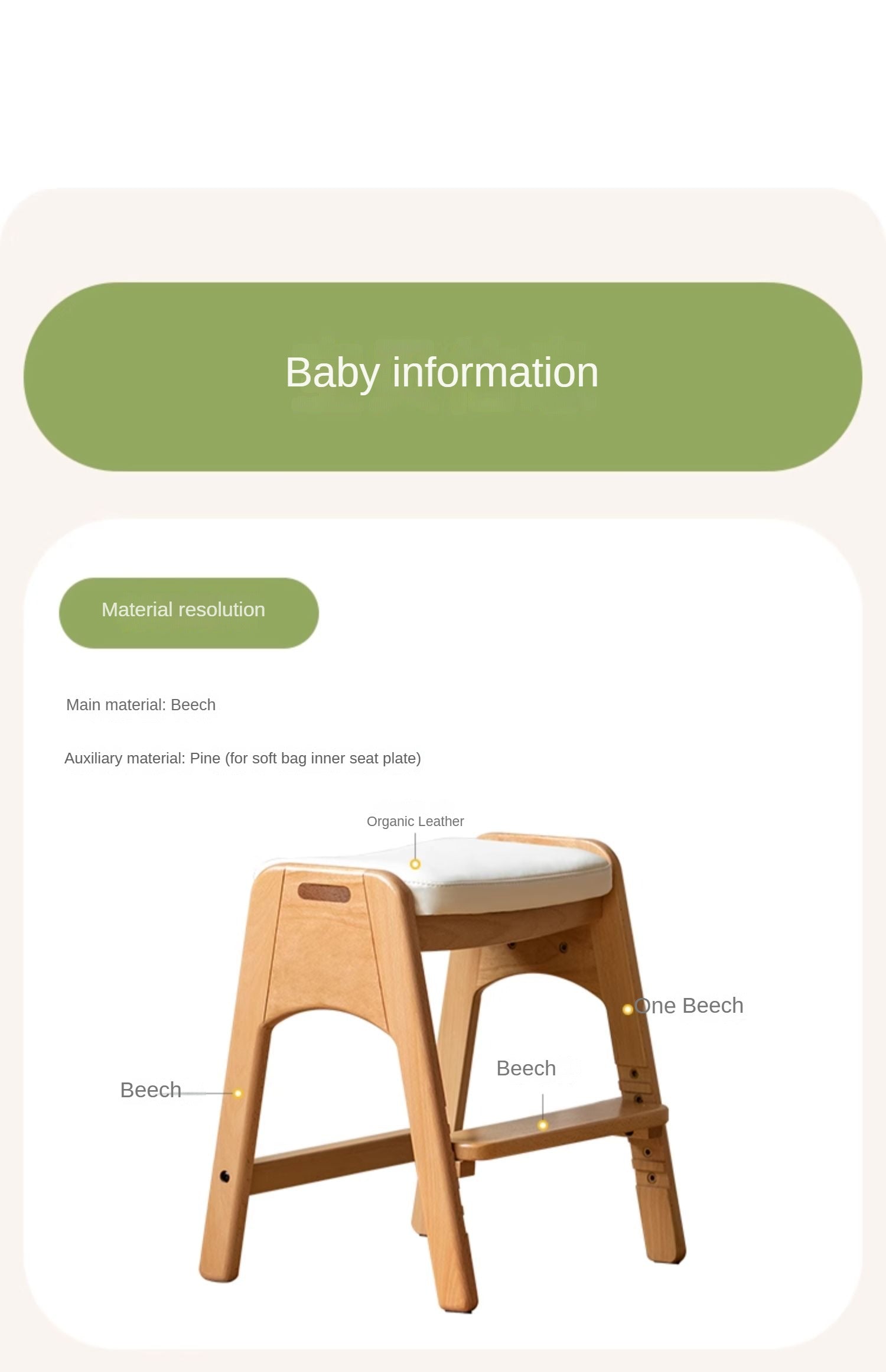 Beech Solid Wood Children's Lift Study Chair.