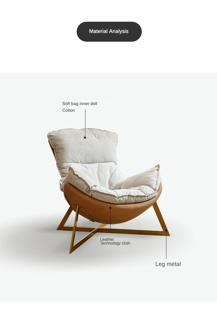 Leather Technology Cloth Lounge Eggshell Armchair